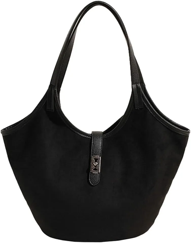 Women's Tote Bags Suede Handbag Shoulder Bag Retro Bucket Bag Vegan Leather PU Purse Fall Winter Travel Work