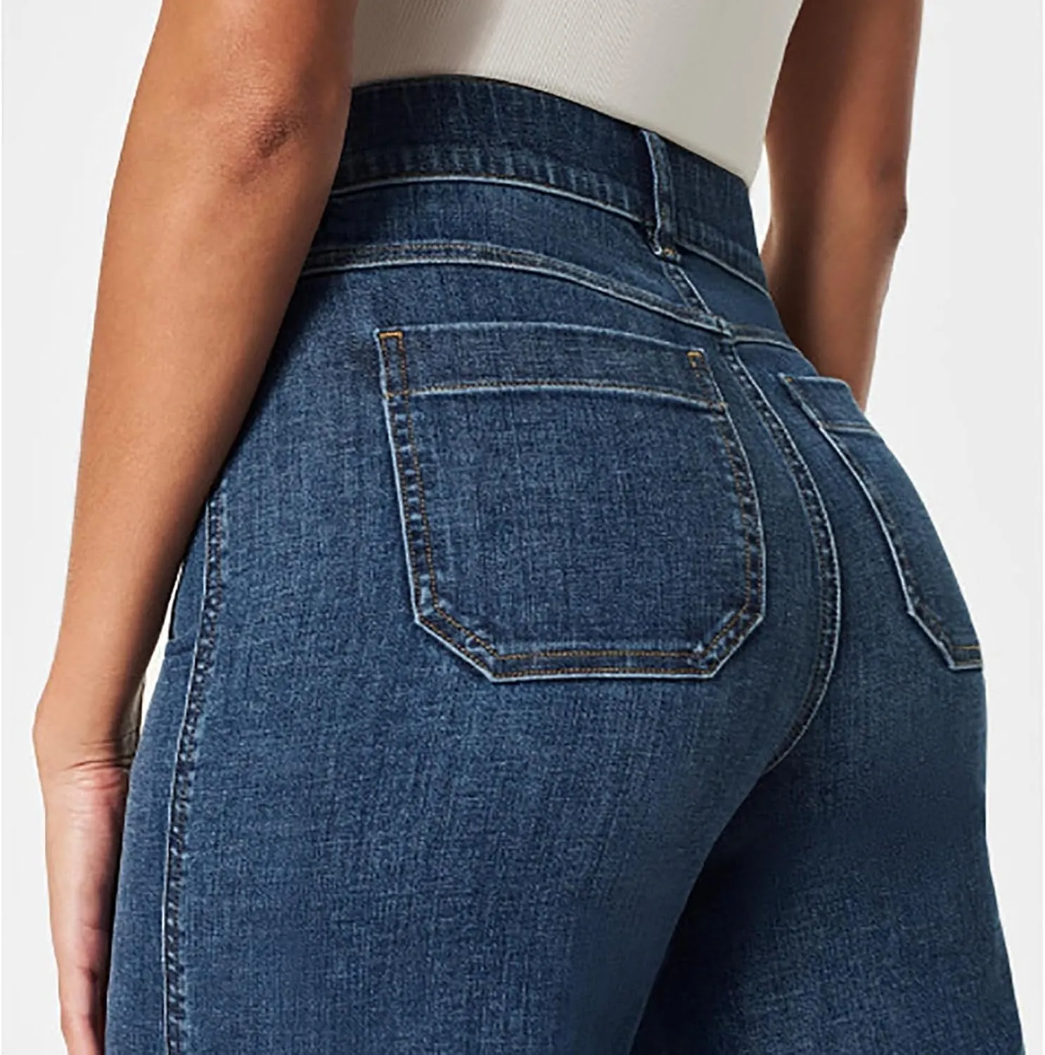 Women's Wide Leg Jeans Elastic High Waisted Palazzo Pants Trendy Loose Fit Dressy Casual Work Pants with Pockets