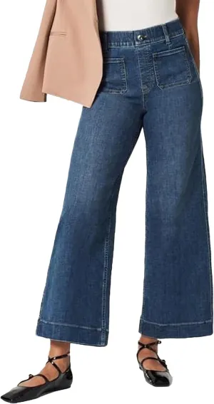 Women's Wide Leg Jeans Elastic High Waisted Palazzo Pants Trendy Loose Fit Dressy Casual Work Pants with Pockets