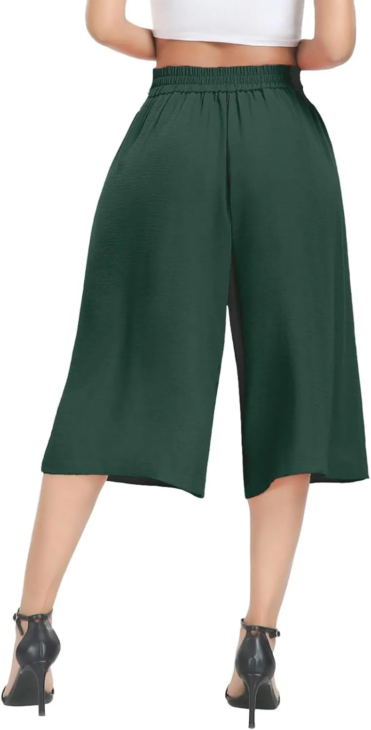 Womens' Yoga Pants with Pockets Tummy Control High Waist Flare Crop Waist Casual Palazzo Trousers 2025 Capris