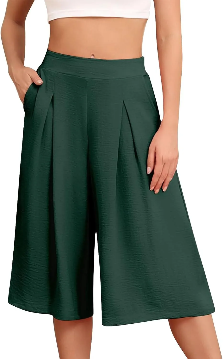 Womens' Yoga Pants with Pockets Tummy Control High Waist Flare Crop Waist Casual Palazzo Trousers 2025 Capris
