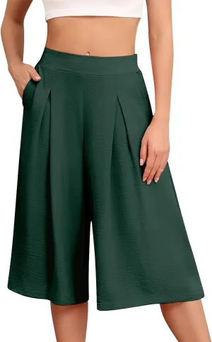 Womens' Yoga Pants with Pockets Tummy Control High Waist Flare Crop Waist Casual Palazzo Trousers 2025 Capris