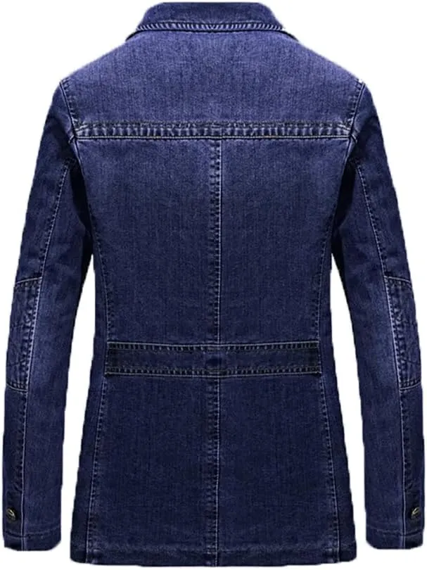 XYGJZ Men's Notch Lapel Vintage Denim Blazer Suit Jacket Slim Fit Sport Coat