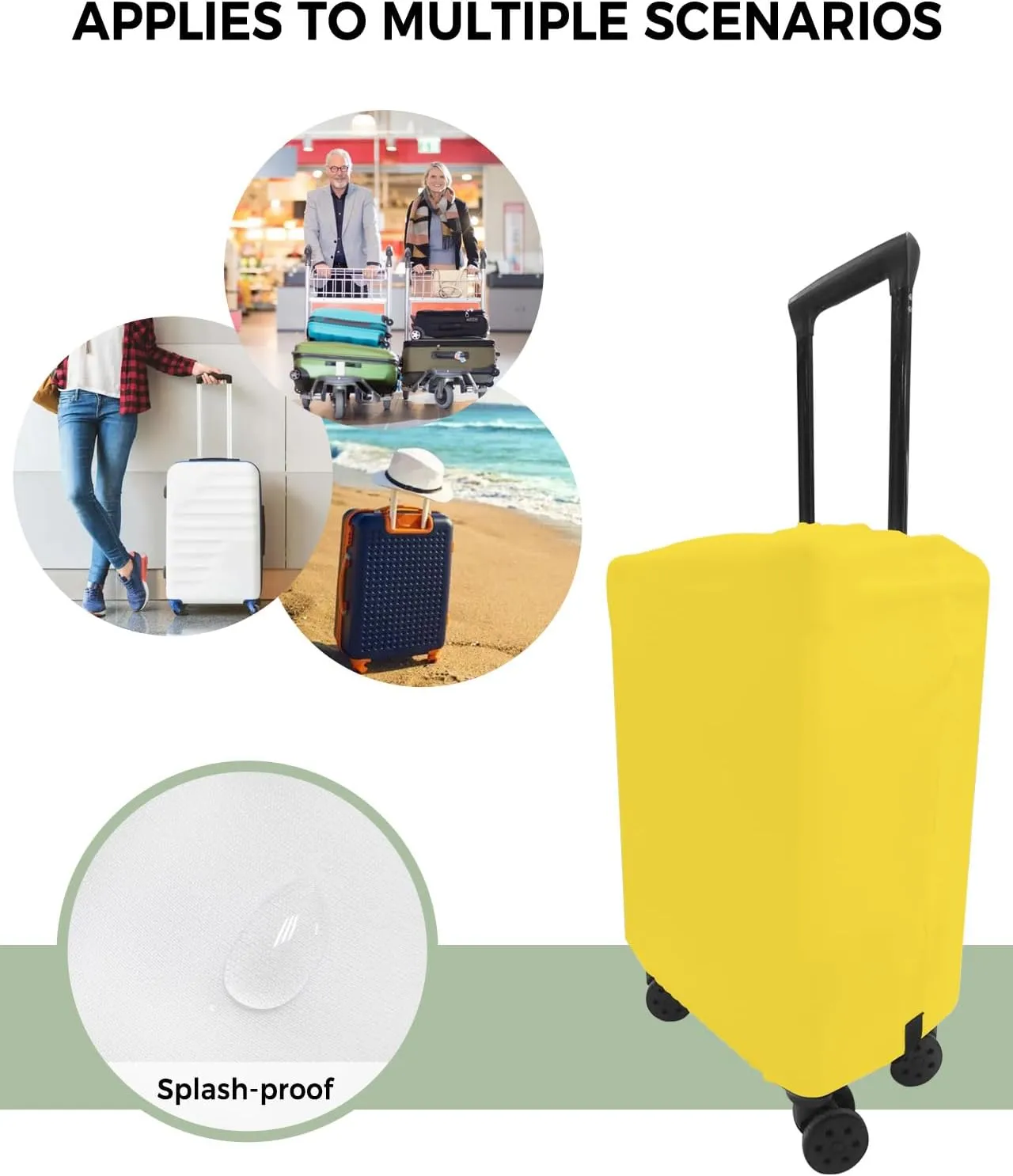 Yellow Summer Spring Travel Luggage Cover, Anti-scratch Travel Suitcase Protector Covers, Washable Elastic Baggage Covers Fit 19-21 Inch Carry on Luggage