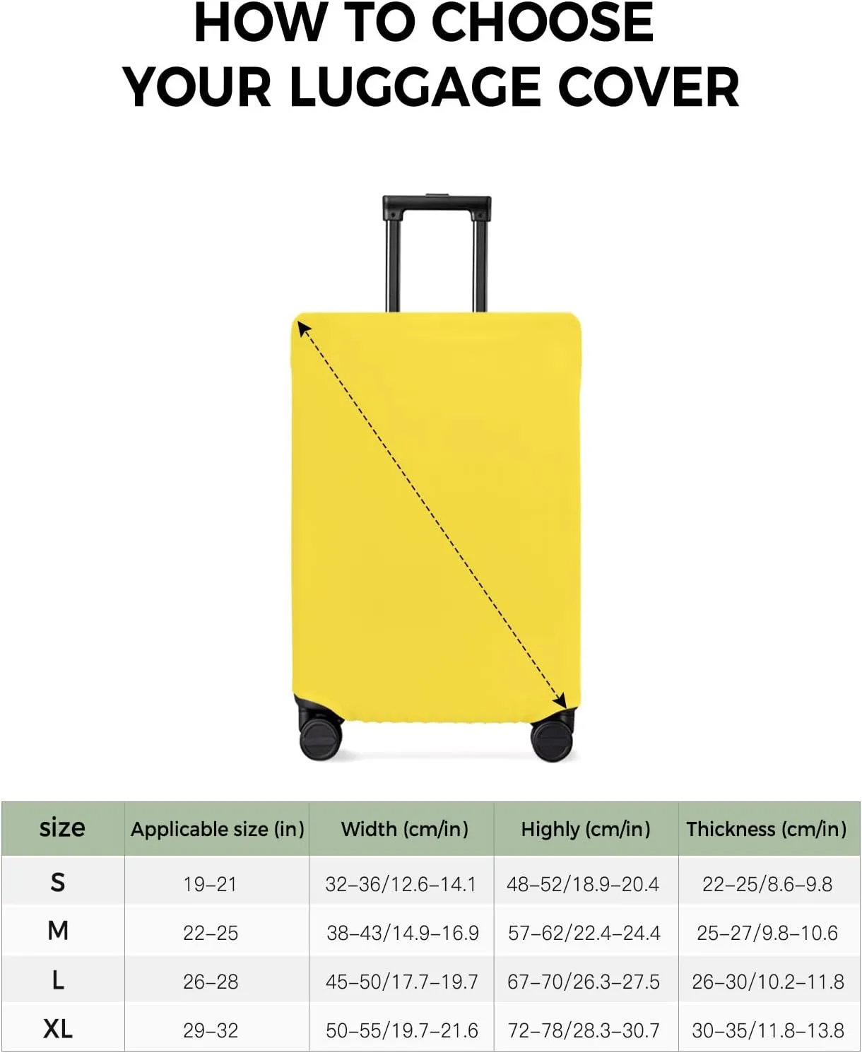 Yellow Summer Spring Travel Luggage Cover, Anti-scratch Travel Suitcase Protector Covers, Washable Elastic Baggage Covers Fit 26-28 Inch Carry on Luggage