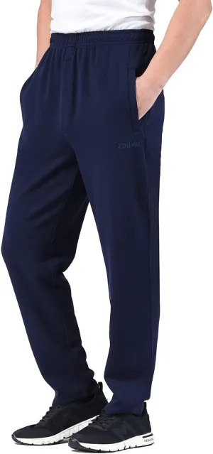 Zoulee New Men's Classic Drawstring-Waist Jogger Pants Sweatpants with Zipper Fly