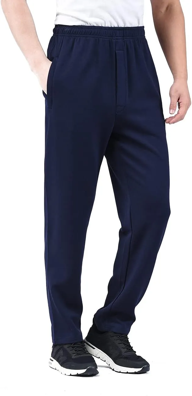 Zoulee New Men's Classic Drawstring-Waist Jogger Pants Sweatpants with Zipper Fly